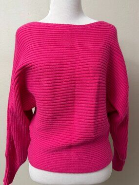 Anthropologie Pink Ribbed Slouchy Oversized Sweater Small